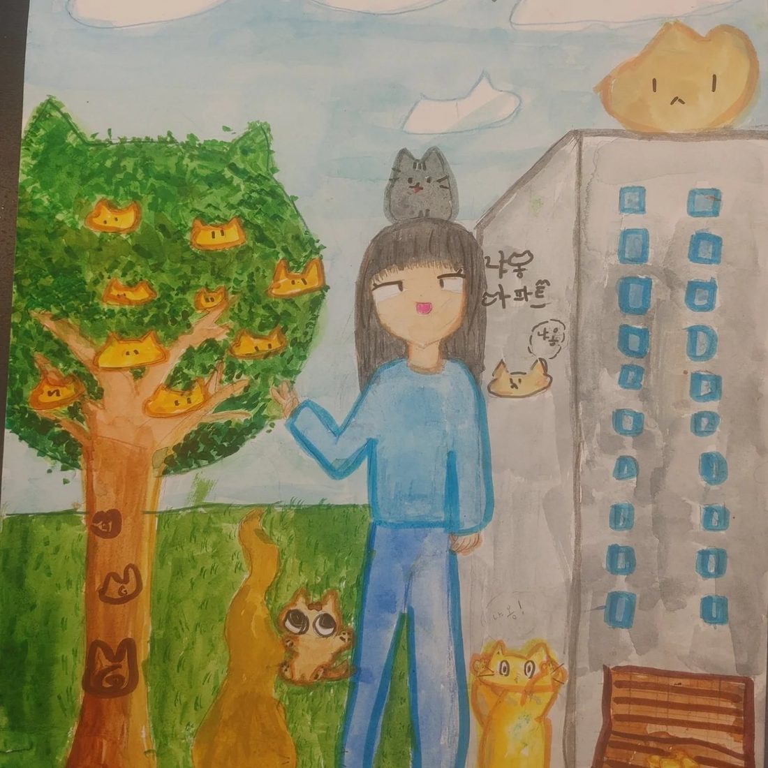 고양이와 나무 그림